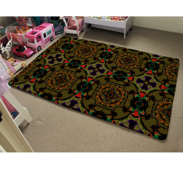 Hawkins Pakistan Mosaic Paint Designer Shaggy Green Rug
