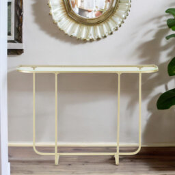 Anieta 112cm Metal Hallway Console Table With Tempered Glass