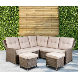 Cristie 196cm Wide Wicker Patio Sectional with Cushions