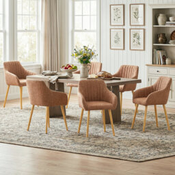 49.5cm H Upholstered Dining Chairs With Wooden Legs