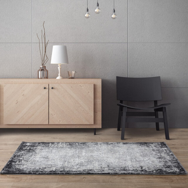 Grey Luxurious Modern Easy To Clean Abstract Rug For Living Room, Bedroom