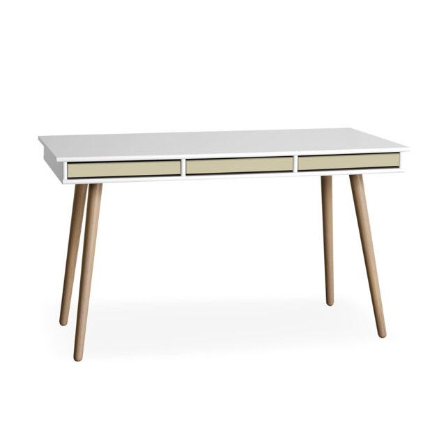 Mistral 137cm W Rectangle Standing Desk with oak legs incl. 3 trays