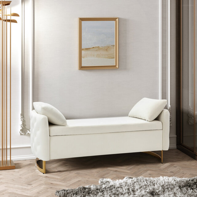 Ageet Modern Velvet Flip Top Storage Bench