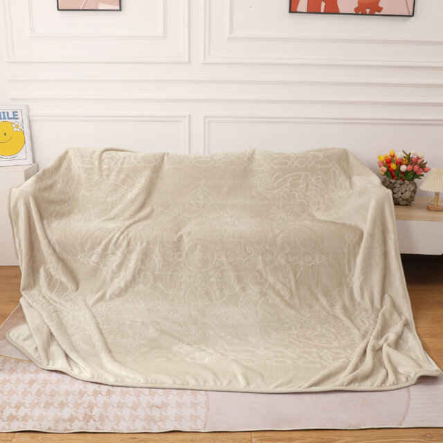 Embossed Throw Soft Warm 300 GSM Polyester Blankets Bed Sofa Large 200 x 240 cm