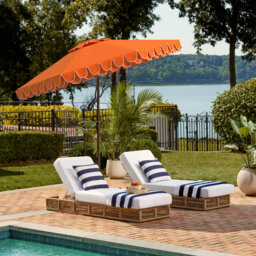 Outdoor Uv Resistant Elegant Valance Manual Tilt Umbrella