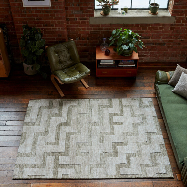 Roosevelt Machine Woven Green/Beige Rug