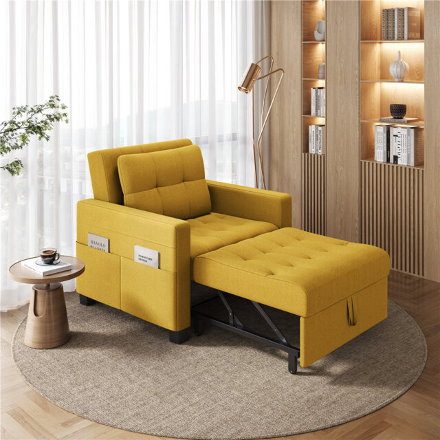 71.5cm Width 3-in-1 Convertible Sleeper Accent Chair Bed with Adjustable Backrest & Back Pillow