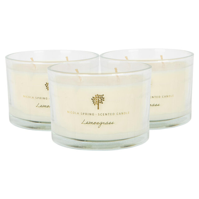 Nicola Spring - 3x Soy Wax Scented Candles - 350g - Lemongrass