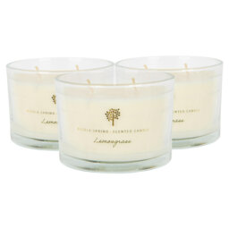 Nicola Spring - 3x Soy Wax Scented Candles - 350g - Lemongrass