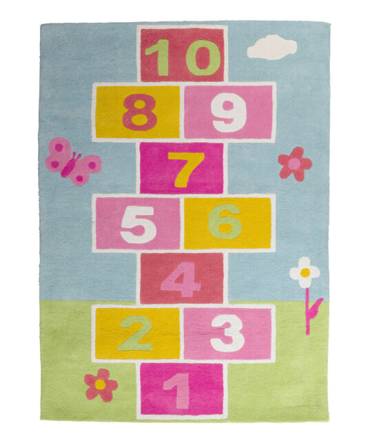 Kids Hopscotch Hand-Tufted Blue/Pink Area Rug