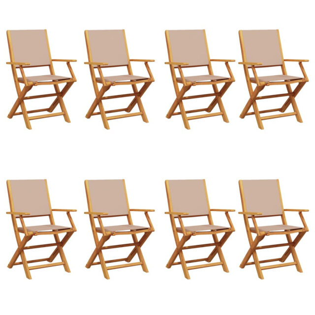 Vidaxl Folding Garden Chairs in Beige and Solid Wood