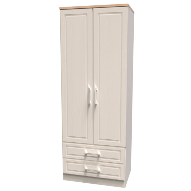 Aalysia 2 Door 2 Drawer Wardrobe in White Ash & Modern Oak
