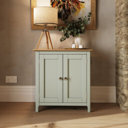 Casiano 2 Door Compact Sideboard Buffet Storage Cabinet. 65cm Wide. Polished Chrome Handles. Fully Assembled.
