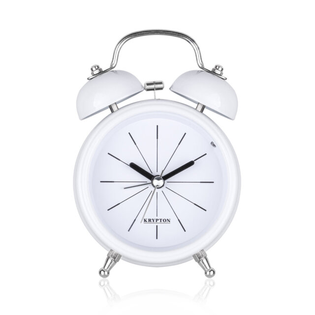 Retro Alarm Clock, Vintage Bedside Alarm Clock With Non-Ticking Twin Bell, White