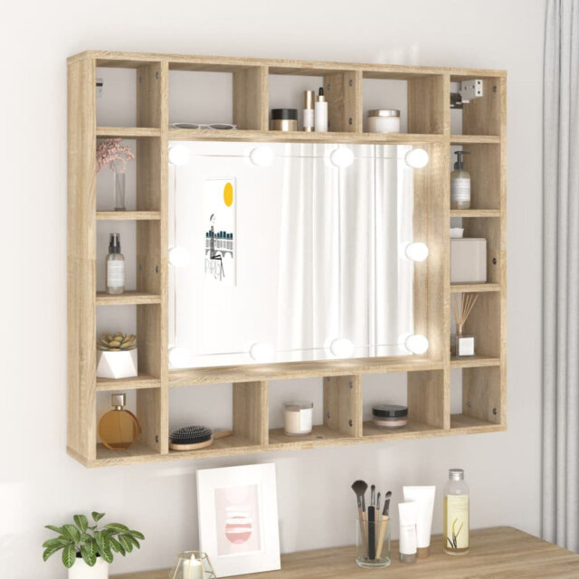 Ivenita Wood Flat Wall Mirror with Shelves