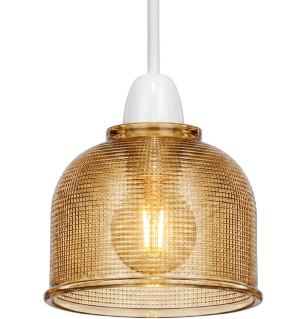 Modern Textured Glass Lamp Shade, 14cm Pendant Light Shade Replacement for Ceiling Pendant Fixtures