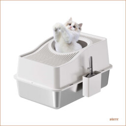 Stainless Steel Fully Enclosed Cat Litter Box With Hollow Lid And Heightened Lid To Prevent Splashing And Carry-Out, Top-Entry Deodorizing Cat Toilet