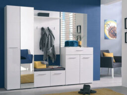 Wardrobe Gloss White Front and Mirrored 2 Door Narrow Wardrobe