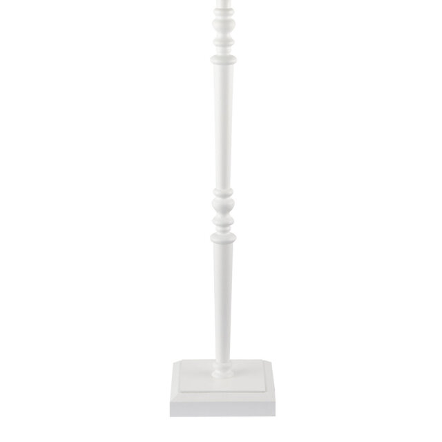 Chic White Wood Standing Floor Lamp With Square Base And Foot Switch By