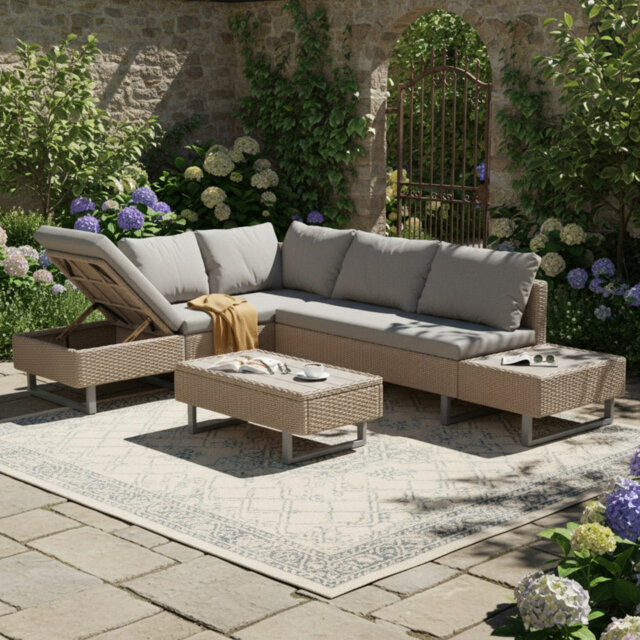 3-piece Patio Wicker Rattan Sofa Set Outdoor Sectional Conversation Set