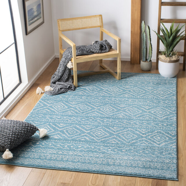 Talarico Hooked Turquoise/White Rug