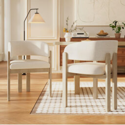 Boucle Upholstered Armchair in Beige
