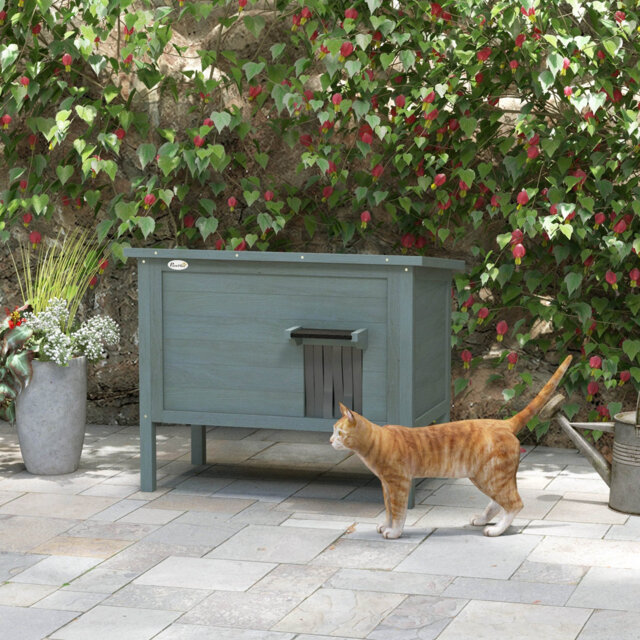 Outdoor Feral Cat House Insulated with Openable Roof - Charcoal Grey