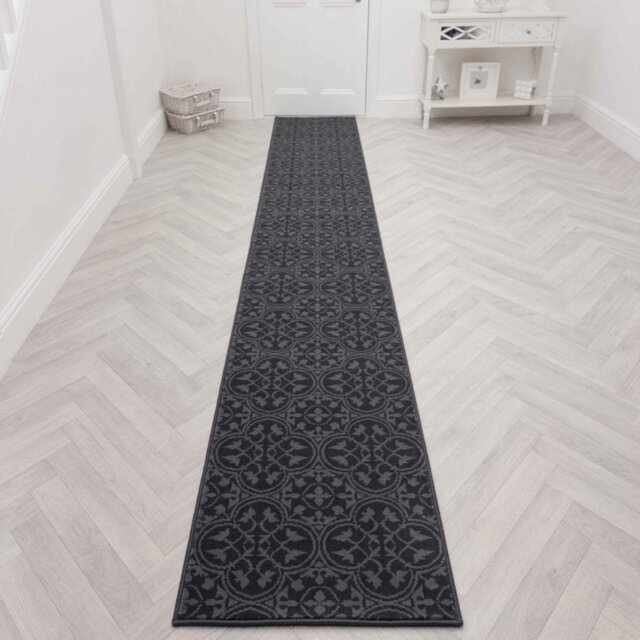 Mosaic Grey Hallway Runner Rug – Soft, Comfortable & Durable Carpet for Hall, Kitchen & Corridor