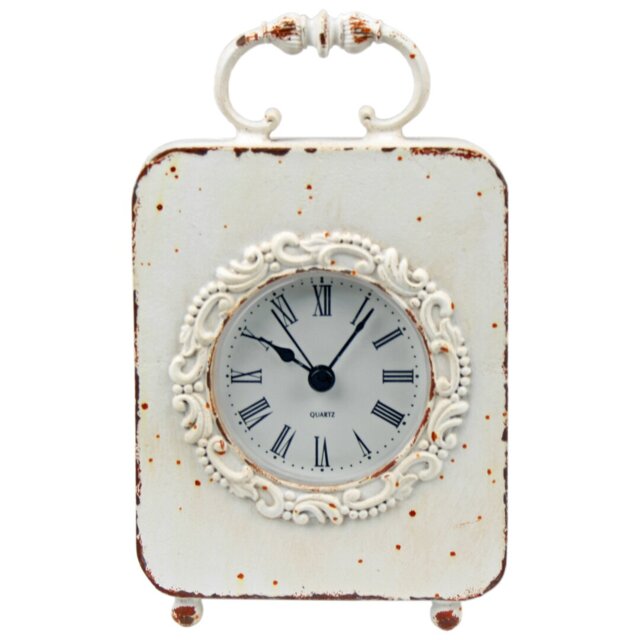 Farmhouse / Country Roman Numeral Metal Quartz Movement / Crystal Tabletop Clock