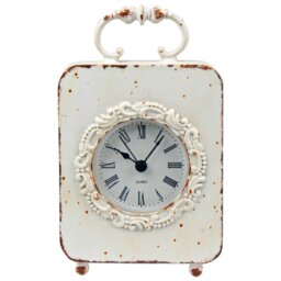 Farmhouse / Country Roman Numeral Metal Quartz Movement / Crystal Tabletop Clock