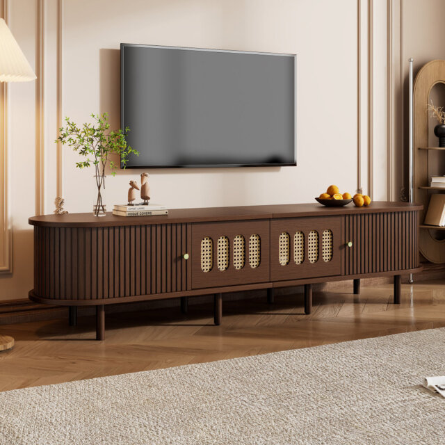 "Unfinished TV Stand for TVs up to 78"" with Fireplace Included"