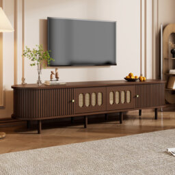"Unfinished TV Stand for TVs up to 78"" with Fireplace Included"