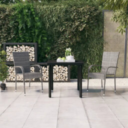 Rosalind Wheeler 3 Piece Outdoor Dining Set Black, 1 Table, 2 Chair