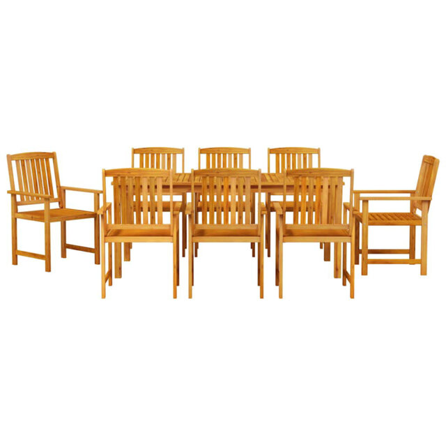 Garden Dining Set Brown Solid Acacia Wood Outdoor Furniture Terrace For