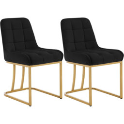 Aunna 49cm H Velvet Upholstered Metal Upholstered Back Cantilever Chair