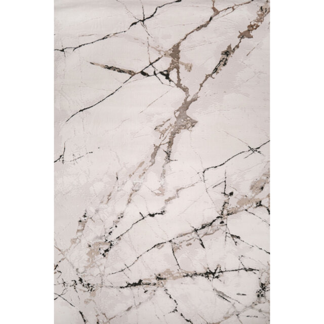 Ruby White Marble Beige Vein Abstract Modern Turkish Area Rug