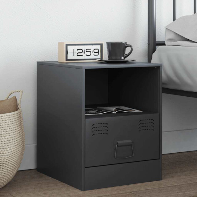 Vidaxl Bedside Cabinet 34.5X39x44 Cm Steel