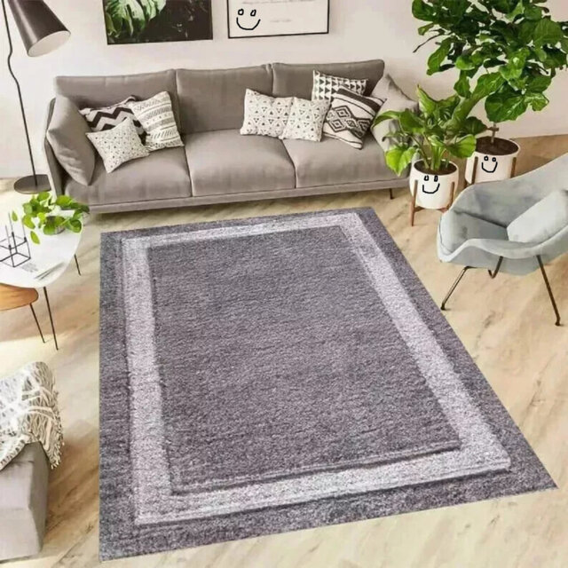 Luxury Shaggy Rug Bordered Solid Design Large Area Rug For Bedroom Living Room Fluffy Floor Mats Small Door Mats