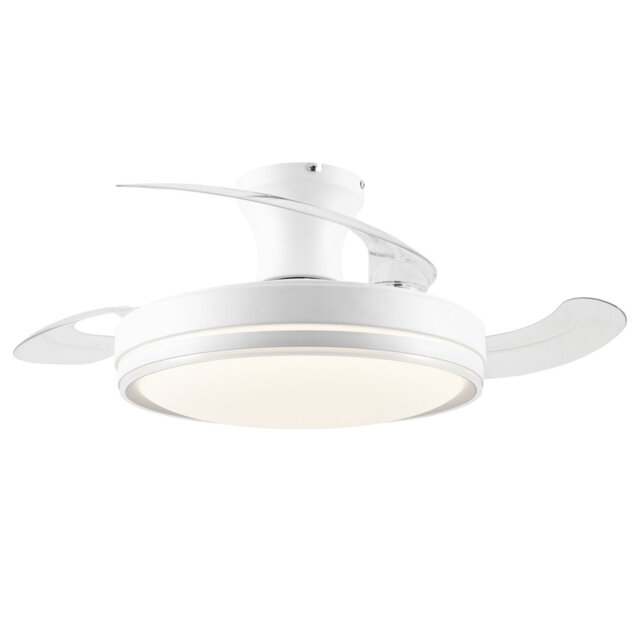 Ceiling Fan With Lighting And Remote Control, 91 Cm Retractable Blades, White, Led Dimmable, 3 Light Colors, 6 Level