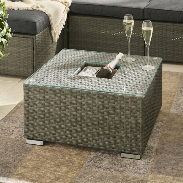 Miacomet PE Rattan Garden Coffee Table & Ice Bucket - Modern Gardens and Patios