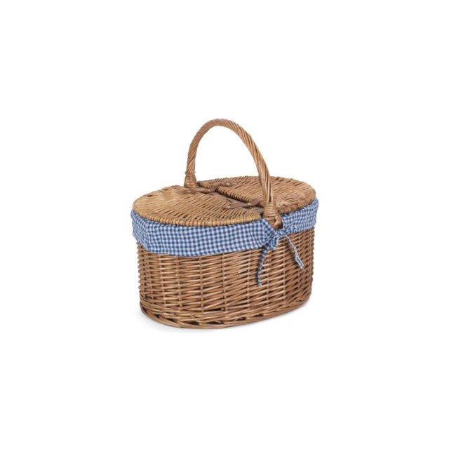 Wicker Lidded Picnic Hamper Basket with Lining