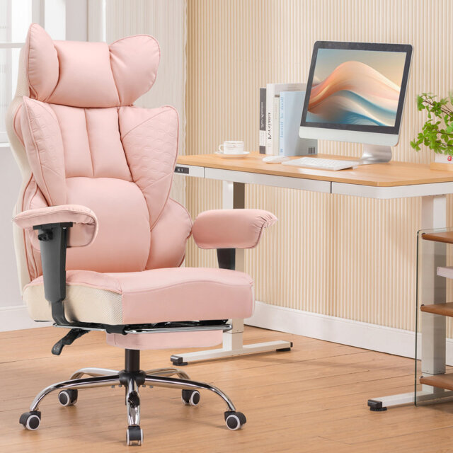 Office Chair High Back PU Leather Executive Desk Chair With Footrest, Ergonomic Heavy Duty Big And Tall Swivel Reclining Computer Chairs For