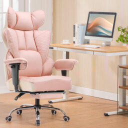 Office Chair High Back PU Leather Executive Desk Chair With Footrest, Ergonomic Heavy Duty Big And Tall Swivel Reclining Computer Chairs For