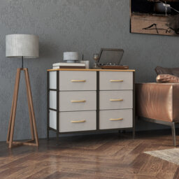 HOMCOM Fabric Chest of Drawers with 6 Fabric Drawers Black