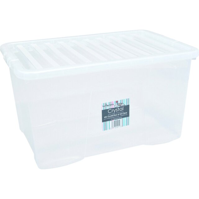 Wham Crystal 60L Plastic Storage Box Pack of 3 Clear