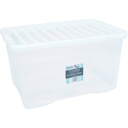 Wham Crystal 60L Plastic Storage Box Pack of 3 Clear