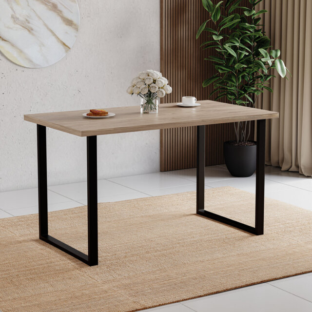 4 Seater Table With U Shaped Metal Black Legs Industrial Style Dining Room Kitchen Furniture