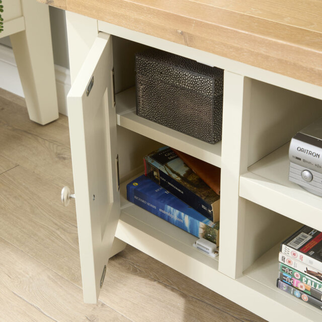 Cooksey Fully Assembled 2 Door Cabinet TV Stand with Media Shelves