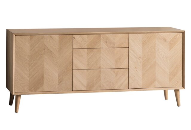 Courtland 160 Cm Wide 3 Drawer Oak Solid Wood Sideboard
