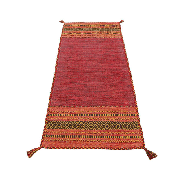 Azizi Striped Hand Woven Cotton Red Rug
